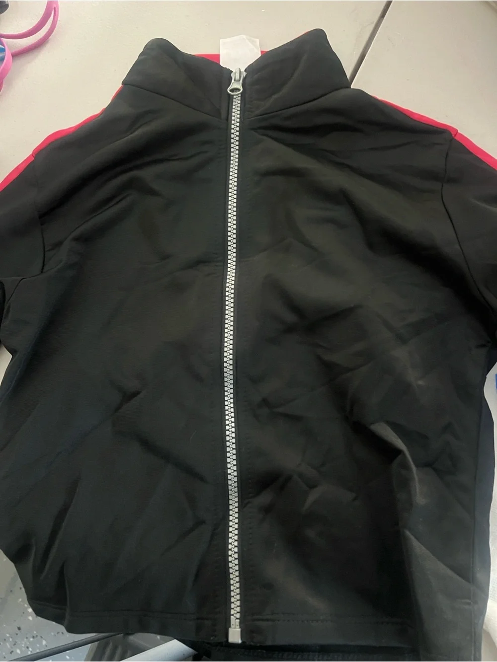 Kids Black Jacket with Pink Accent - Zipper Front